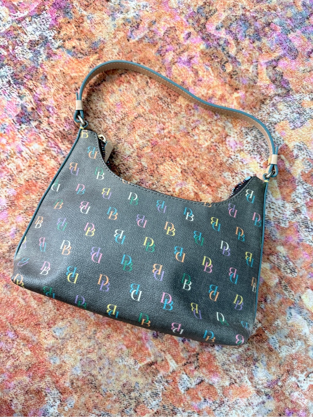 Dooney & Bourke Y2K Shoulder Bag with Multicolor Monogram - Picture 2 of 11